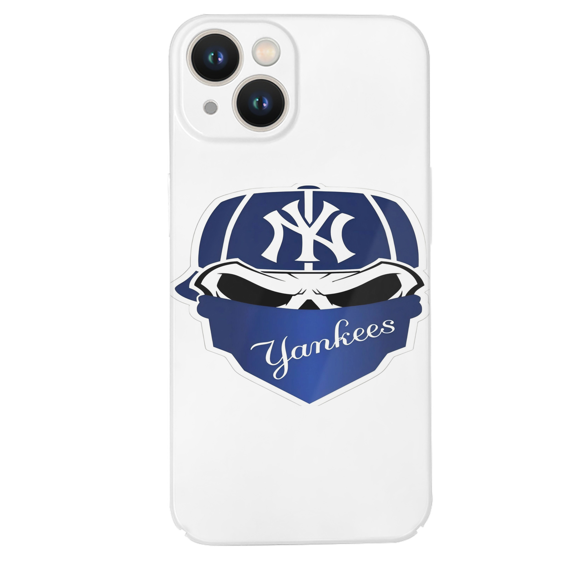 New York Yankees Skull IPhone 14 Series Full-Cover Hard Case – Shockproof With Raised Camera Protection – Precise Cutouts, Wireless Charging Compatible – Durable, Anti-Yellowing, Easy To Clean